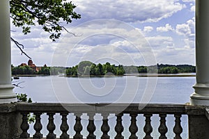 Uzutrakis Manor Estate Balcony and the View of Trakai Island Castle