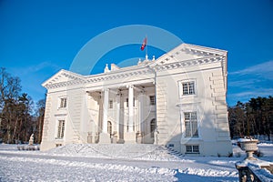 Uzutrakis manor estate in winter, Trakai, Vilnius, Lithuania