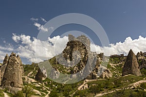 UÃ§hisar Castle, located in Cappadocia