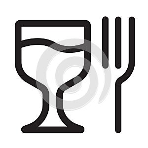 Glass fork vector icon.glass fork sausage vector icon