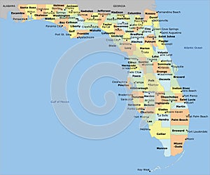 Florida County Map with 67 counties