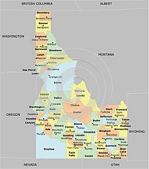 Idaho County Map with 44 counties