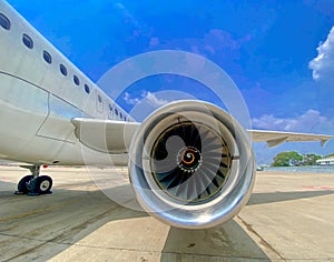 Aircraft engine closeup