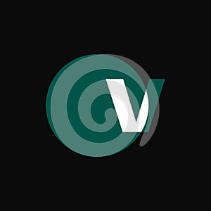 V bold letter mark logo vector illustration. White and green Concept design.