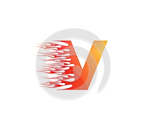 V Fire Creative Alphabet Logo Design Concept