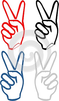 V - gesticulate hand victory sign sticker