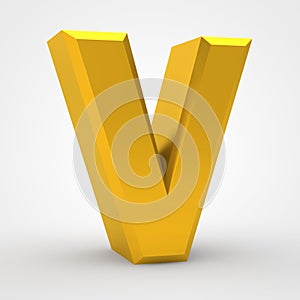 V gold alphabet word on white background illustration 3D rendering