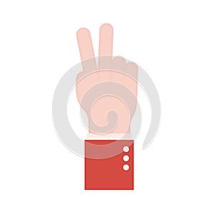V hand sign language flat style icon vector design