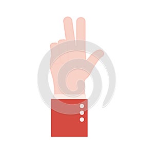 V hand sign language flat style icon vector design