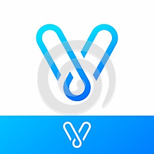 V initial letter logo template for branding