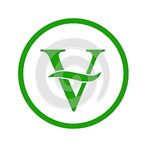 The V-label- V with a leaf symbolizing Vegetarian friendly diet by European Vegetarian Union photo