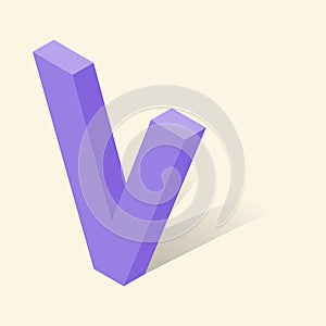 V letter in isometric 3d style with shadow