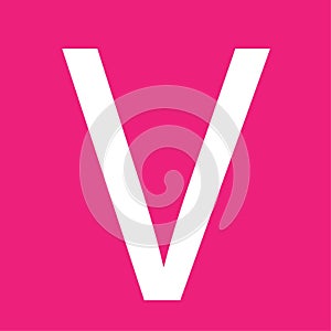 v letter on pink background