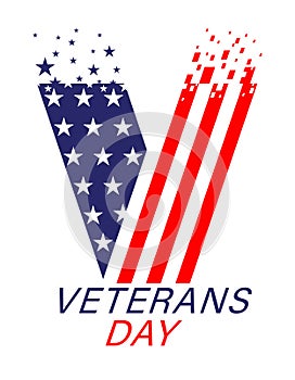 The V logo formed the US flag. Veterans Day