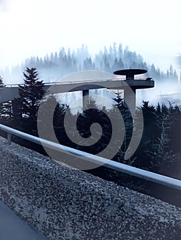 V observation deck of Clingmans Dome in Great Smoky Mountains National Park Gatlinburg, USA