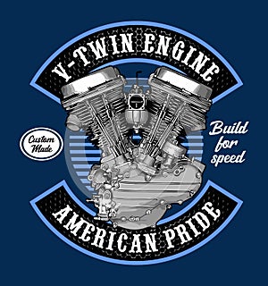 v-twin engine american shovelhead vector template photo