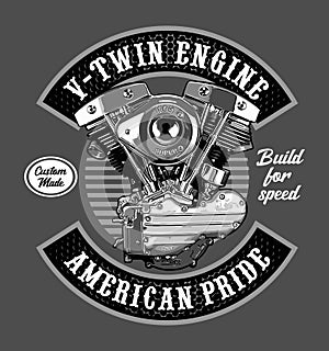 v-twin engine shovelhead vector template photo