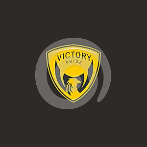 V for Victory logo, emblem, badge illustration concept with eagle wings