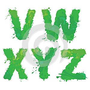 V, W, X, Y, Z, Handdrawn english alphabet - letters are made of
