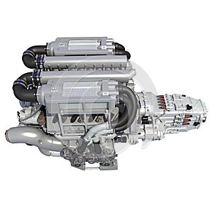 V16 Engine 3D rendering on white background