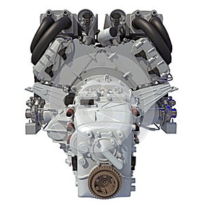 V16 Engine 3D rendering on white background