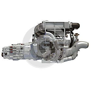 V16 Engine 3D rendering on white background