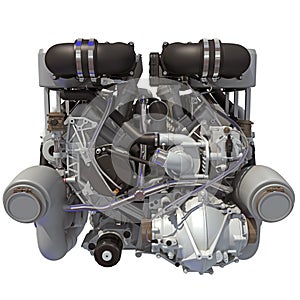 V16 Engine 3D rendering on white background