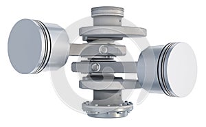 V2 engine pistons, 3D rendering