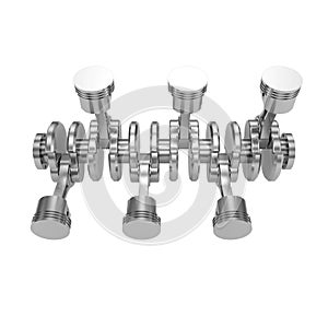 V6 engine pistons isolated on white