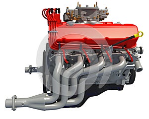 V8 Car Engine motor 3D rendering