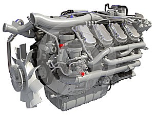 V8 Engine 3D rendering on white background