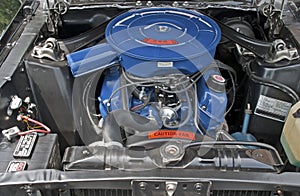 V8 engine compartment of a 1967 car