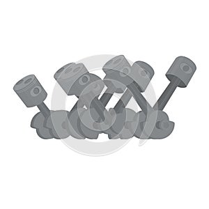 V8 engine and crankshaft pistons, vector illustration