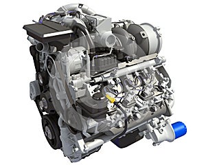 V8 Turbo Car Engine 3D rendering