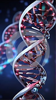 a model of a dna with a red light bulb