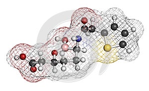 Vaborbactam drug molecule. Beta-lactamase inhibitor co-administered with meropenem to block degradation of the latter by.