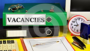 Vacancies. The text label in the folder office of the Registrar. photo