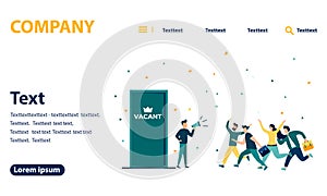 Vacancy announcement, recruitment agency, crowd of job seekers, vector illustration isolated background, flat style web