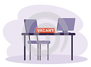 Vacancy workplace of future employee. Recruiting agency. Personnel. HR management