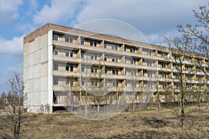 Vacant, abandoned apartment block