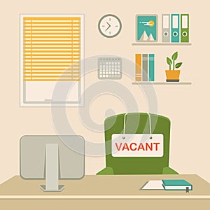 Vacant concept, office chair, business job vacancy, hiring recruitment