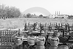 Vacant land at changping district, black and white image