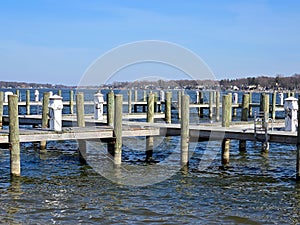 Vacant Marina With Wooden Pilings