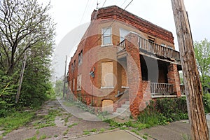 Abandoned building in Detroit`s North Corktown neighborhood