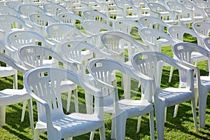 Vacant plastic white chairs pattern