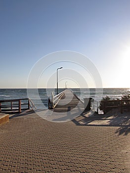 Vacant scenery towards Seaford beach jetty with horizon in the middle