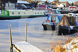 Vacant winter canal Jetty