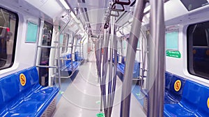 Vacated metro inside view from flat angle