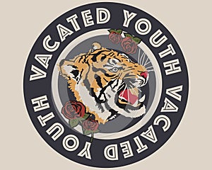 Vacated Youth with Tiger Graphics Slogan photo