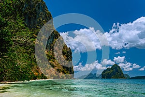 Vacation on beautiful tropical island, relax chill getaway enjoy summer in El Nido, Palawan island, Philippines